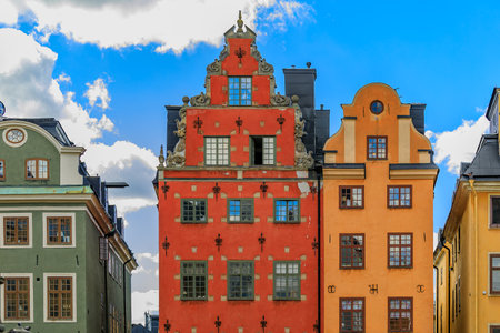 Stockholm, Sweden - October 26, 2017: Ornate houses on the famous Stortorget square in the heart of Old Town Gamla Stanのeditorial素材