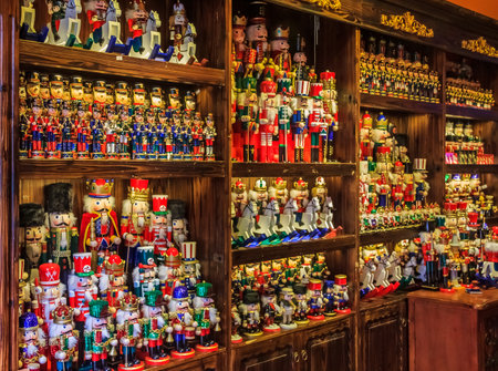 Gulangyu Island, China - September 17, 2013: Nutcracker toys on display in a store in Chinaのeditorial素材
