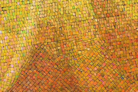 Saint Petersburg, Russia - September 10, 2017: Close up detail of the colorful mosaic tiles of an icon in the Saint Isaac's Russian Orthodox Cathedralのeditorial素材