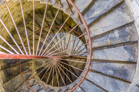 Saint Petersburg, Russia - September 10, 2017: Circular stairs from the colonnade of Saint Isaac's Russian Orthodox Cathedral on Isaakievskaya Ploshchad St. Isaac's Squareのeditorial素材