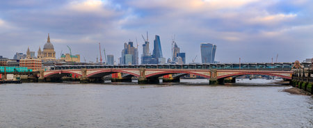 London, England - January 14, 2018: London panorama with skyscrapers like 20 Fenchurch, Leadenhall...