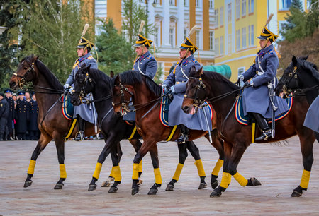 Moscow, Russia - October 10, 2015: Changing of the Presidential Guards Ceremony, in Kremlin Complexのeditorial素材