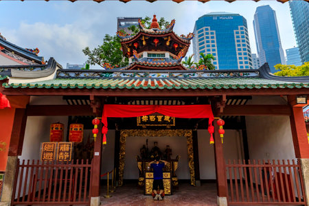 Singapore - September 13, 2019: Thian Hock Keng, oldest Buddhist temple of the Hokkien people in country built to worship Mazu, a Chinese sea goddessのeditorial素材