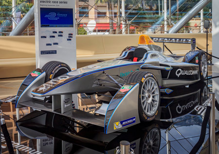 Monte Carlo, Monaco - October 13, 2013: First generation Renault Formula E World Championship electric car on display at the Sportel conferenceのeditorial素材