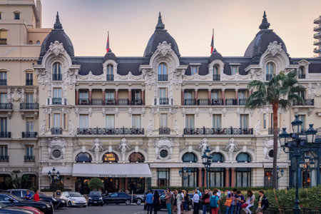 Monte Carlo, Monaco - October 16, 2013: Hotel de Paris, famous luxury art nouveau hotel on Place du Casino near the Grand Casinoのeditorial素材