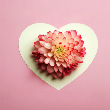 Heart made of flowers on a card for Valentine's day, Women's Day, Birthday, Mother's Day, generative aiの素材