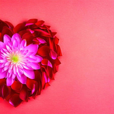 Heart made of flowers on a card for Valentine's day, Women's Day, Birthday, Mother's Day, generative aiの素材