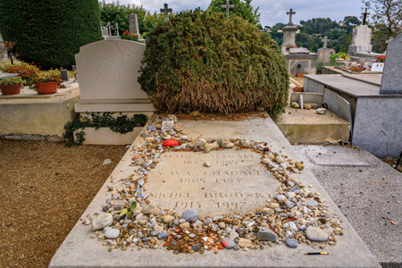 Saint Paul de Vence, France - May 24, 2023: Tomb of the famous Russian French artist Marc Chagall, buried in the South of France at a village cemeteryのeditorial素材