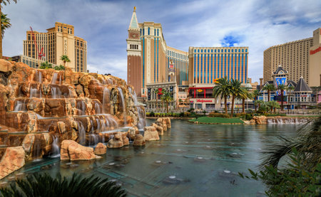 Las Vegas, Nevada, USA - October 24, 2021: The Venetian Resort Hotel and Casino and replica of Venice, one of the most famous hotels in the worldのeditorial素材