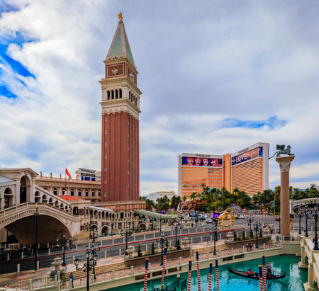 Las Vegas, Nevada, USA - October 24, 2021: The Venetian Resort Hotel and Casino and the Mirage hotel, some of the most famous hotels in the worldのeditorial素材