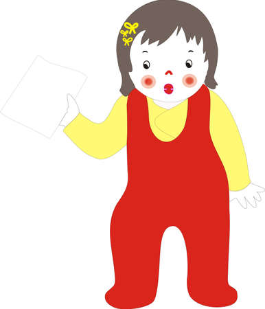 little girl on a white backgroundの写真素材