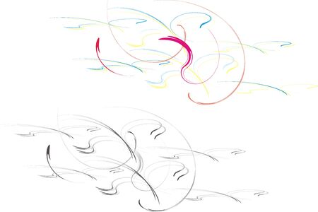 abstract picture of gray and colored lines on a white backgroundの写真素材