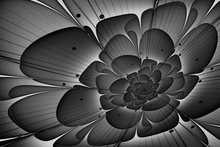Dark translucent silhouette of a fractal abstract flower close-upの写真素材
