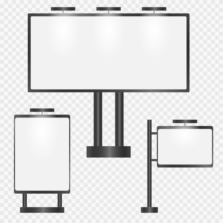 City billboard outdoors. A set of templates for your promotions. Advertising panels for advertising and brand promotion.のイラスト素材