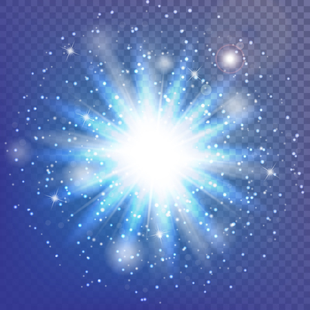 Burst background. Bokeh lights. Lightning vector. Christmas ornaments. Illustration of a transparent backdrop.のイラスト素材