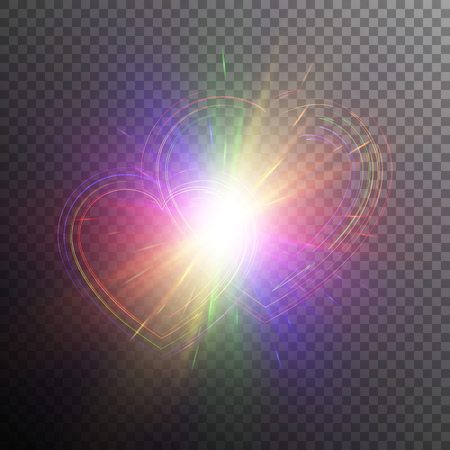 Bright festive hearts in the style of the rainbow flag. Multi-colored flash on a transparent background.のイラスト素材