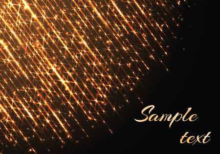 The golden rays of light shine against a dark background. Festive decoration for the new year and Christmas.のイラスト素材