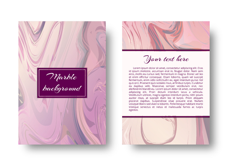 A leaflet template with a pink marble design, borders with a watercolor pattern and space for text.のイラスト素材