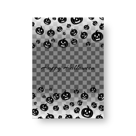 Invitation model for a party with falling black evil pumpkins for festive decoration for Halloweenのイラスト素材