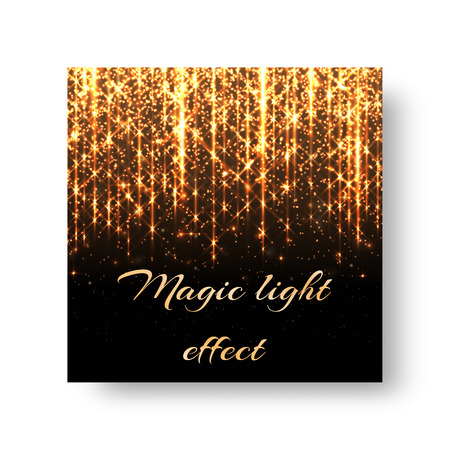 Bright background design with golden rays, shiny lights and dazzling sparkles.のイラスト素材