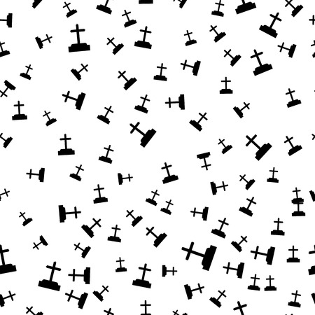 Black and white seamless background with crosses for Halloweenのイラスト素材