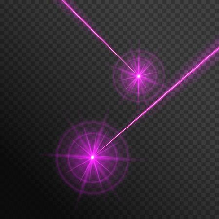 Magic laser beams of pink color on a transparent background. Vector illustration with neon light effectのイラスト素材
