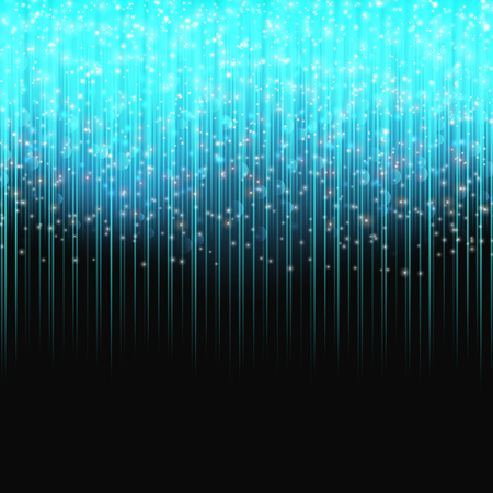 Turquoise northern lights with sparkles on a black background. Vibrant vector rays for Christmas decoration.のイラスト素材
