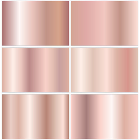 Collection of backgrounds with a metallic gradient. Brilliant plates with rose gold effectのイラスト素材