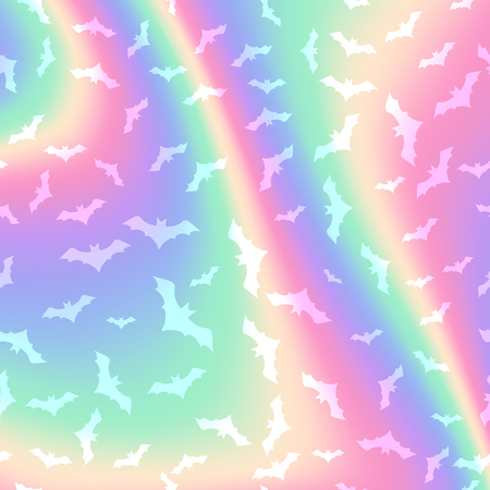 Holographic background with bats for design of congratulations for Halloweenのイラスト素材