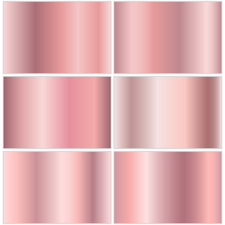 Set of metallic gradients with the effect of rose gold. Vector illustration with polished shiny platesのイラスト素材