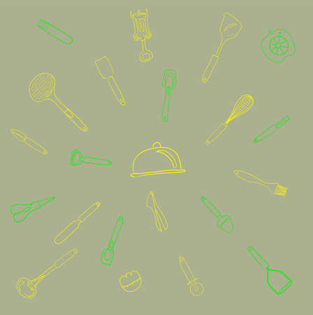 Cook s tools and items set. Hand-drawn design elements. Vector illustration with items for cooking.