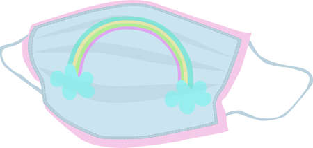 Illustration of a surgical mask medical mask with rainbowのイラスト素材