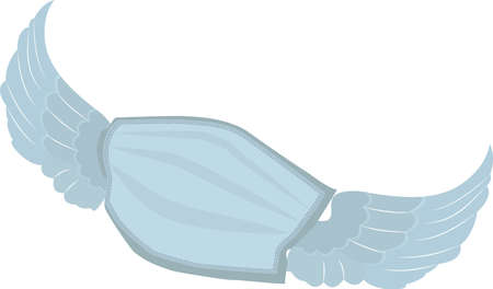 Realistic Protective Medical face mask flies with wingsのイラスト素材