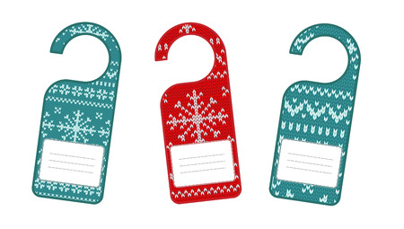 Tags for doors with knitted ornaments. Vector.のイラスト素材