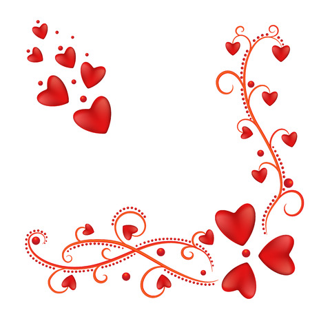 Frame corner red hearts and curls. Valentine s Dayのイラスト素材