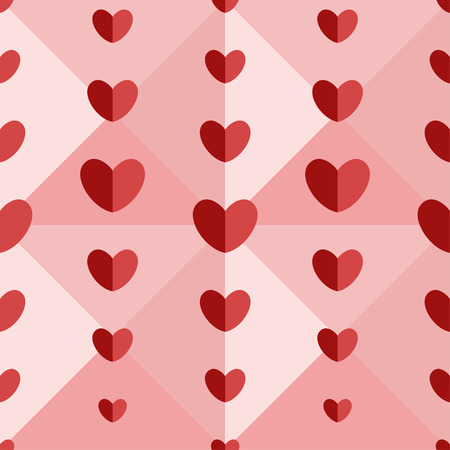 Pattern of red hearts on volumetric pink backgroundのイラスト素材