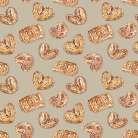 Seamless pattern with homemade puff pastry cookies.の写真素材