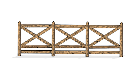 Wooden fence on a white background. Vectorのイラスト素材
