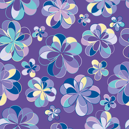 Floral seamless pattern on purple background. Vectorのイラスト素材
