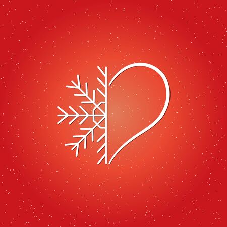 United halves of snowflakes and hearts. Vectorのイラスト素材
