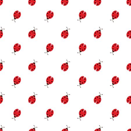 Seamless pattern with small red ladybugs on a white background.のイラスト素材