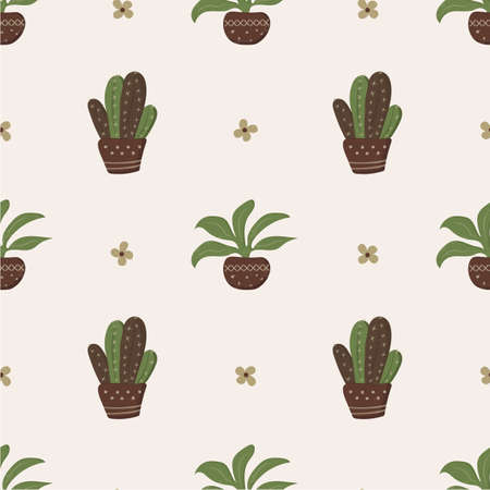 Pattern of cacti and succulents in a flower pot. This pattern for scrapbooking and packagingのイラスト素材
