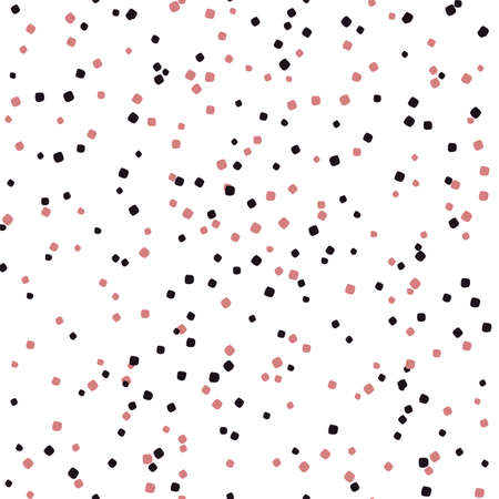 Confetti seamless pattern in pink and black. Vector template for design, packaging, scrapbooking.