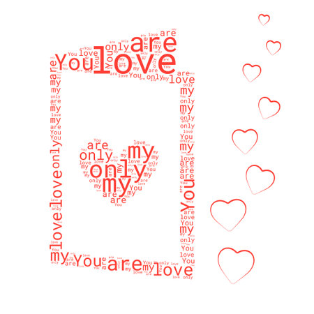 The words of love written in the form of a red card with a heart, for your congratulations and confessionsのイラスト素材