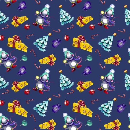 Chinese new year seamless pattern with ratの写真素材