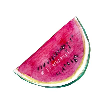 Slice of a red watermelon isolated on white backgroundの写真素材