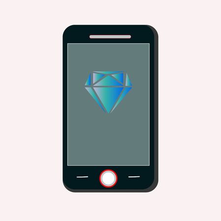 Black smartphone with a diamond on the screenのイラスト素材