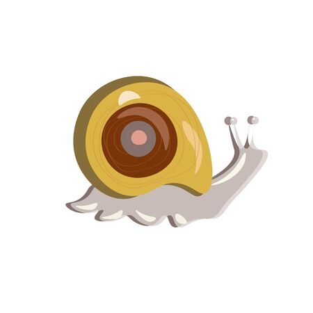 Stylish logo with a snail producing mucine isolated. Object with shadow. Vector design.のイラスト素材