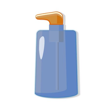 Hand antiseptic dispenser of blue and orange colors. Vector illustration.のイラスト素材