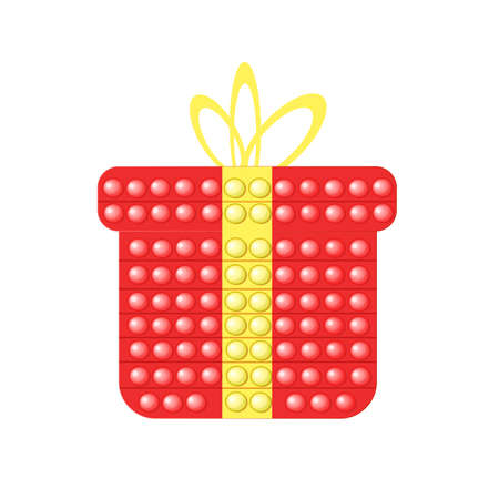 Pop it fidget red gift box with yellow ribbon.のイラスト素材